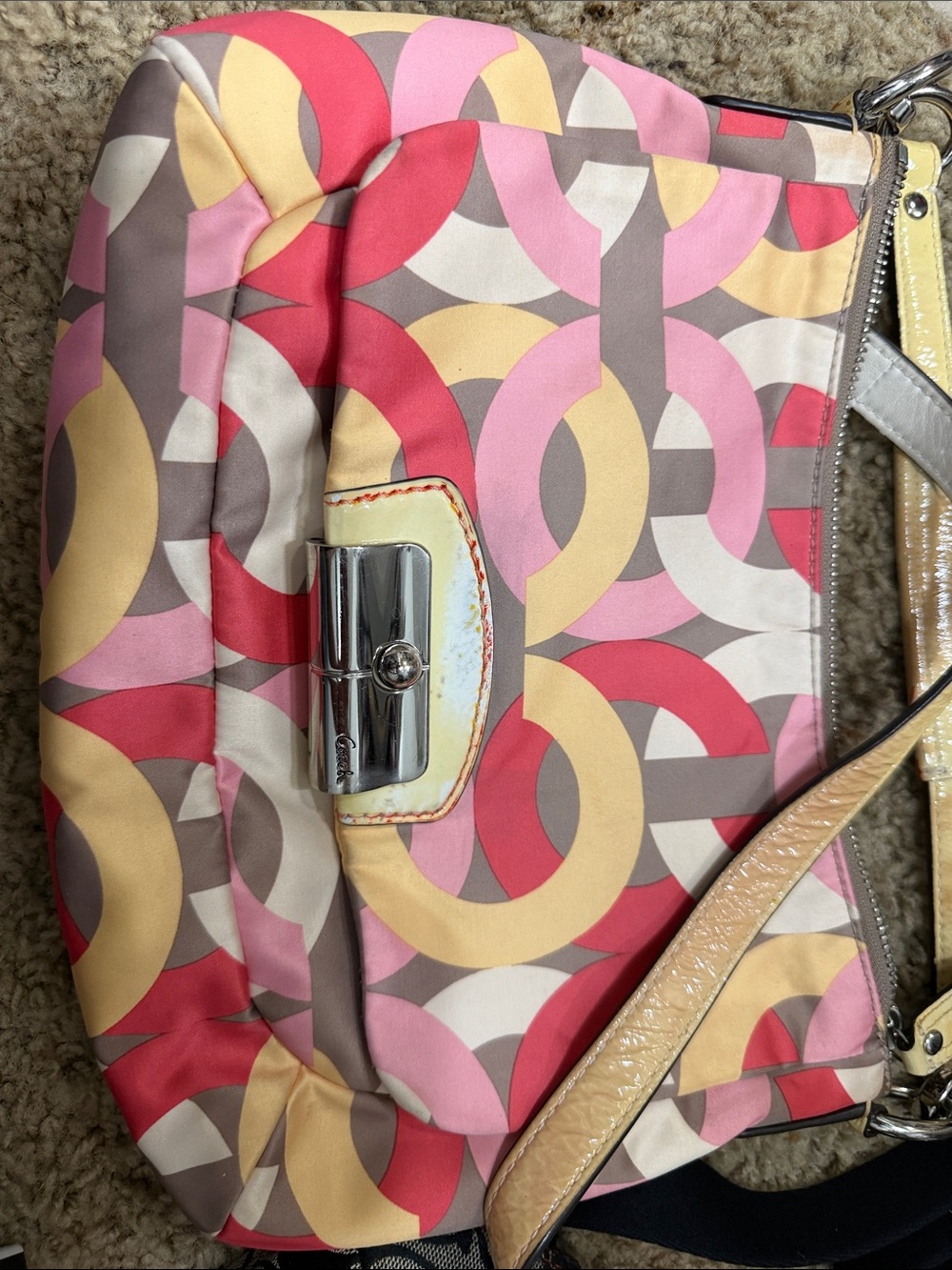 Designer-Inspired Pink Multi-Color Patterned Shoulder Bag